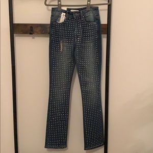New Alice + Olivia Embellished Crystal Jeans